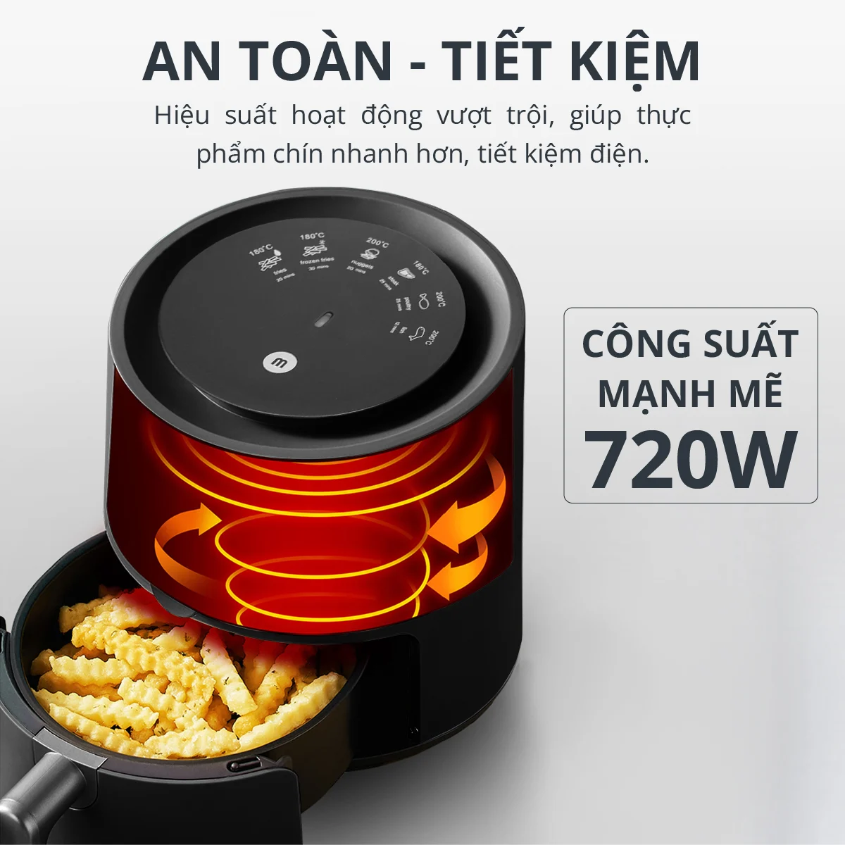 Nồi Chiên Không Dầu Mishio MK320 Dung Tích 2.2 - Hàng chính hãng