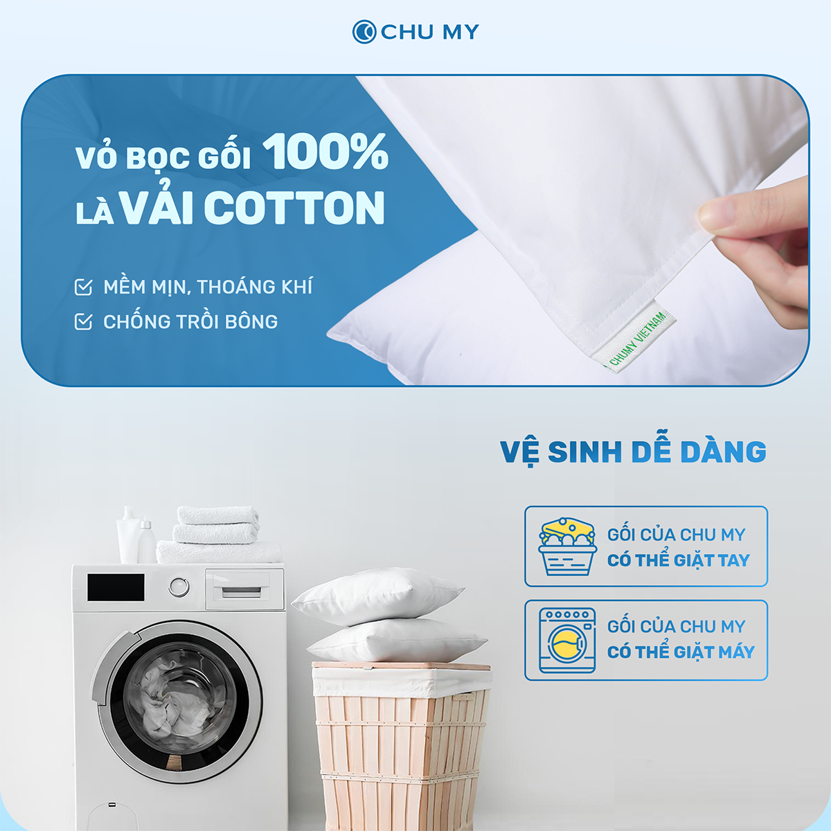 Gối khách sạn 5 sao - Gối bông Microfiber siêu mềm - Gối lông vũ nhân tạo cao cấp - Kích thước 60 x 80 cm - Gối chống mỏi cổ mỏi vai gáy