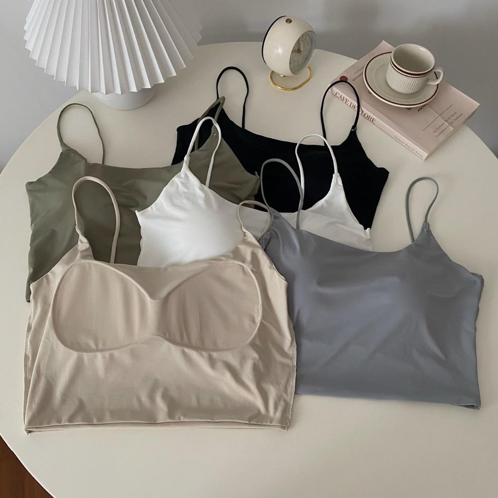 Áo bra 2 dây mảnh dáng croptop CỔ CHỮ U cá tính Hot.trend, có đệmngực 1cm may liền áo, chất su mềm mịn mát, có nhiều màu lựa chọn cho Nữ Women Dáng Ngắn Đen
