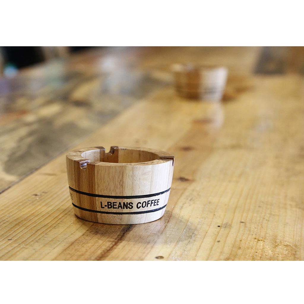 Wood Round Design Cigarette Cigar Tabletop Ashtray For Home/Office/Travel