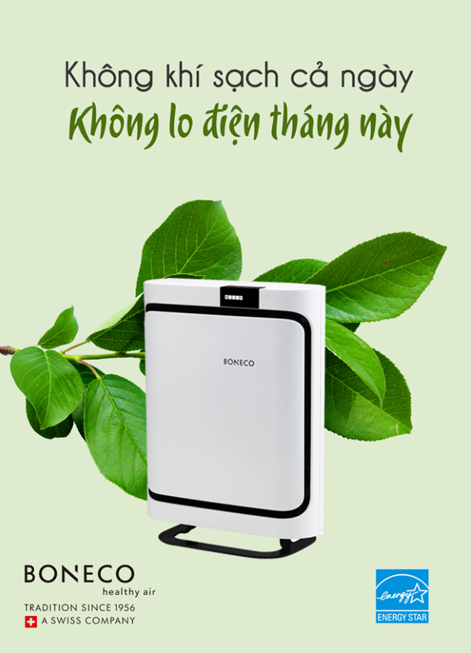 Máy Lọc Không Khí BONECO P400 Khử Mùi Phòng, Chống Dị Ứng, Diệt Virus, Bộ Lọc Hepa Lọc Bụi, Báo Ô Nhiễm, Khuếch Tán Xông Tinh Dầu (56m2) - Hàng Chính Hãng