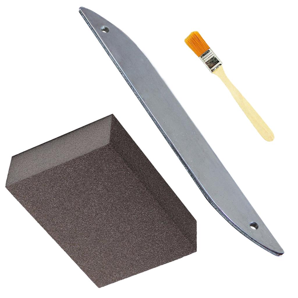 Guitar Maintenance Kit Diamond Fret Tool+Grinding Sponge+Cleaning Brush for Acoustic Guitar Bass