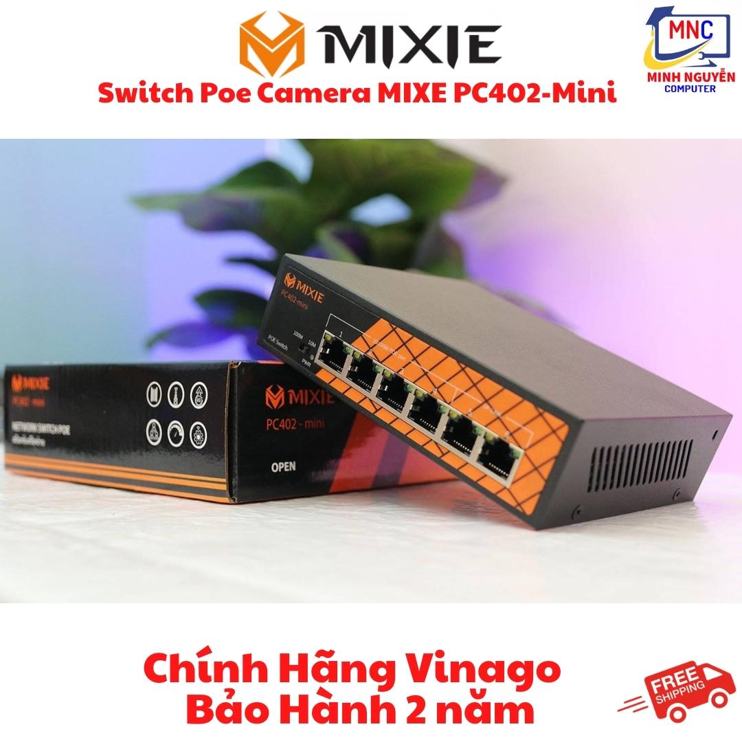 Switch Poe MIXE PC402-Mini gồm 4 cổng POE RJ45 10/100M và 2 cổng UPlink tốc độ 10/100m - Hàng Chính Hãng