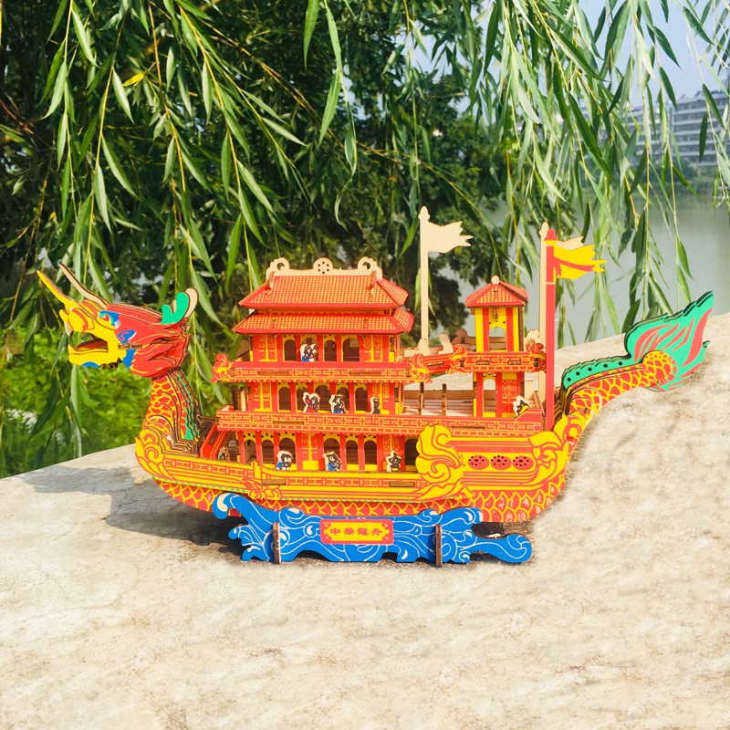 Đồ chơi lắp ráp gỗ 3D Mô hình Thuyền Rồng Dragon Boat HG-A014