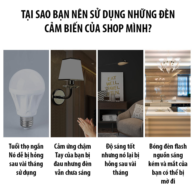 Bóng đèn led cảm ứng cơ thể người,cảm biên radar,cảm ứng âm thanh ánh sáng,đèn led cảm ứng thông minh tự độngsáng 7W,24W