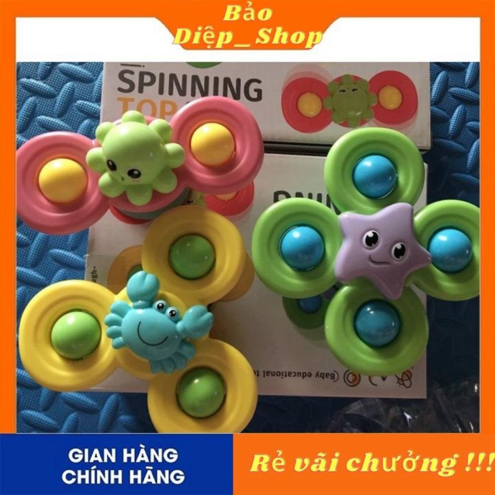 Sét 3 Con quay đồ chơi Fidget Spinner thiết kế hình động vật hoạt hình có giác hút đọc đáo dành cho các bé