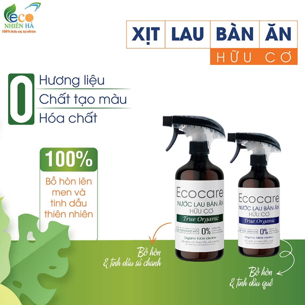 Nước lau kính ECOCARE 500ml tinh dầu thiên nhiên, lau bàn ăn, lau bếp, đuổi muỗi, khử mùi