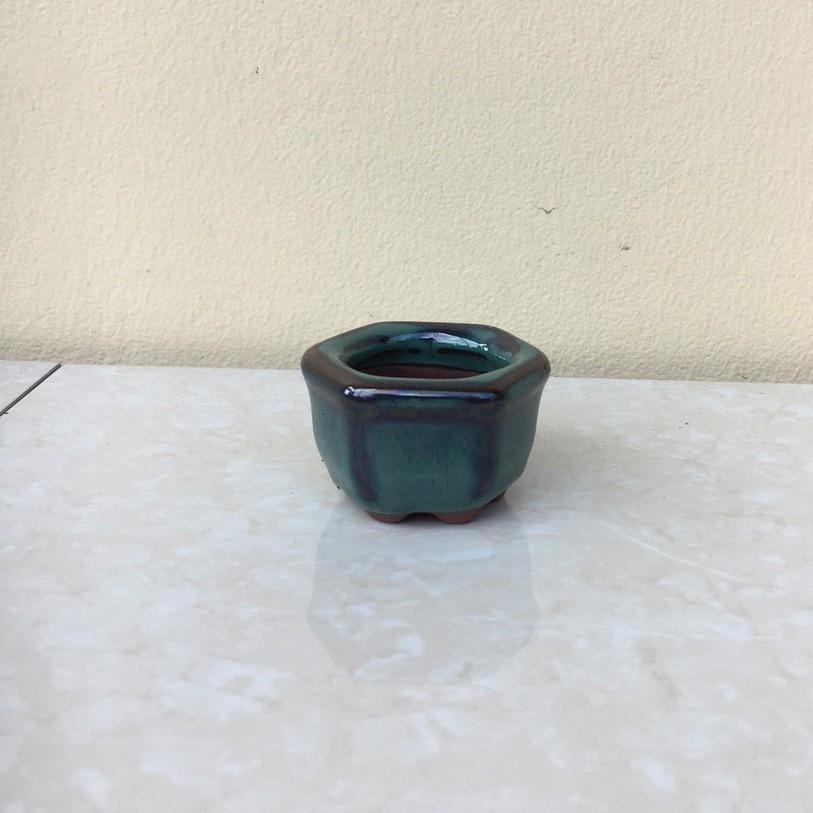 Chậu bonsai Lục giác siêu mini men hỏa biến gốm Bát tràng 1 size BM-53