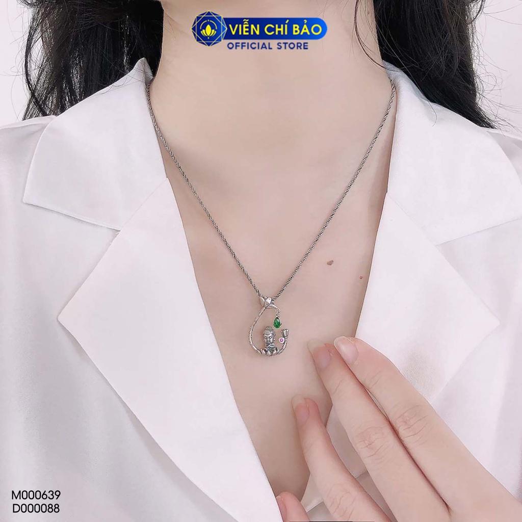 Mặt dây chuyền bạc nữ Phật Ngự Đài Sen chất liệu bạc Thái S925 thời trang phụ kiện trang sức nữ Viễn Chí Bảo M000639
