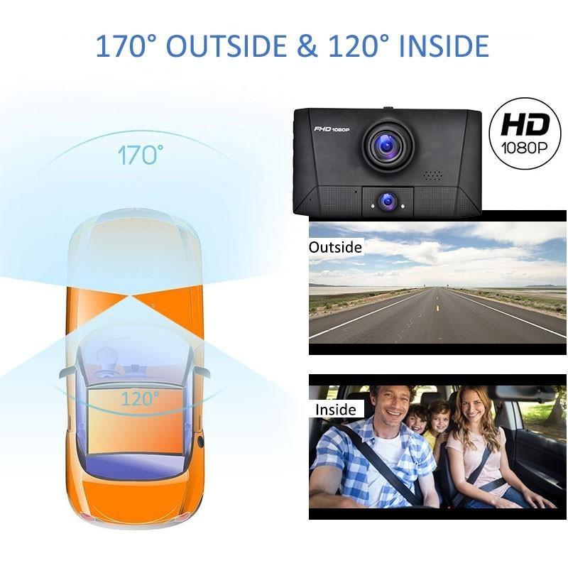 Tầm nhìn ban đêm Car DVR 3 Ống kính máy ảnh Máy ảnh ống kính kép 4.0 inch Máy quay video 1080P Dash Camera DVR với thẻ SD 32GB Máy ảnh phía sau ô tô