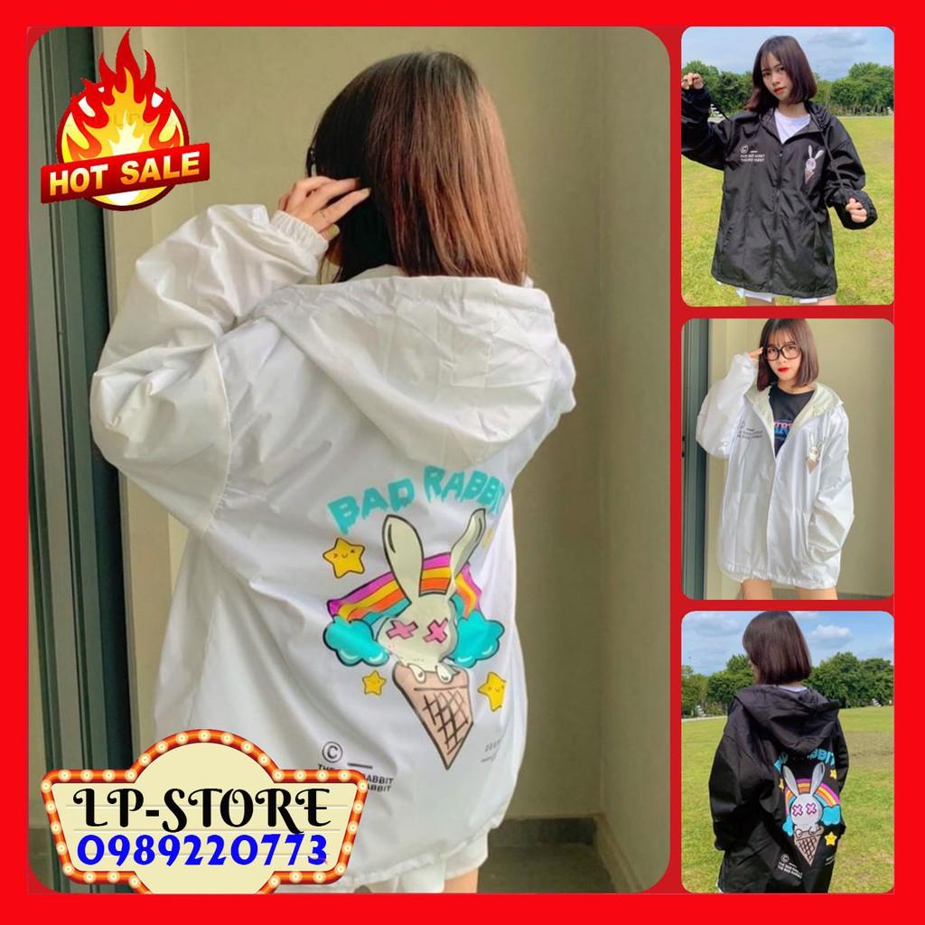 Áo Khoác Dù Unisex - Áo Jacket Bomber Nam Nữ RABBIT 2 Màu Siêu Hot - LP.STORE ( có form rộng XL )