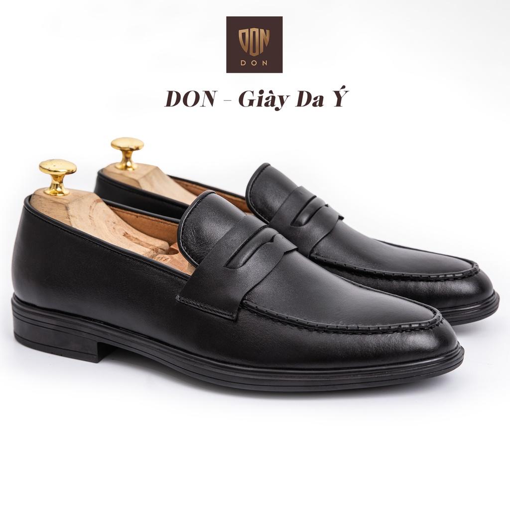Giày Lười Nam Penny Loafers Ufficio Don Italiano Đen