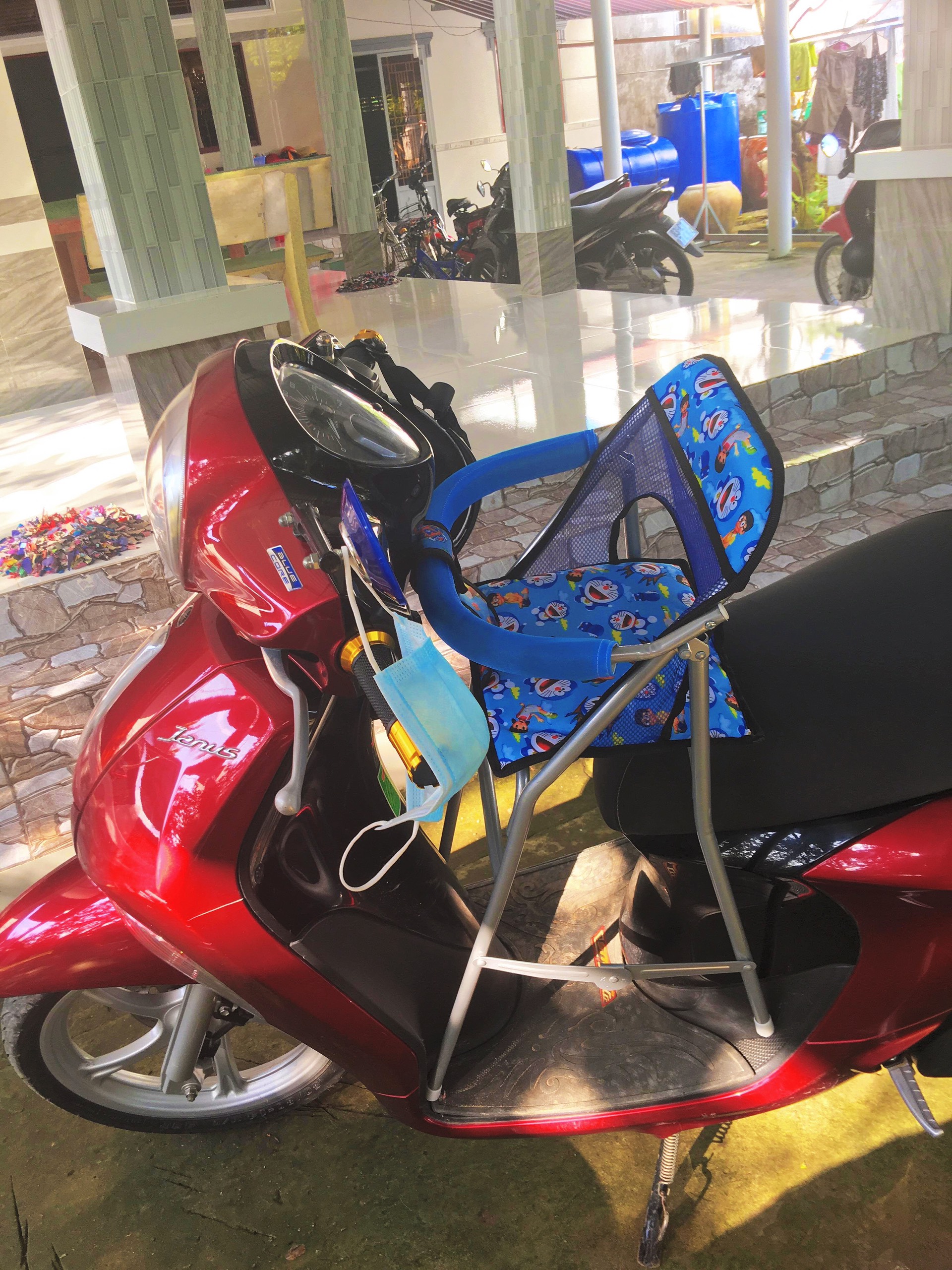 Ghế ngồi xe máy tay ga Vision , Mio , Click , Vario , Luvias cho bé , GHẾ GA XẾP SẮT SƠN TĨNH ĐIỆN