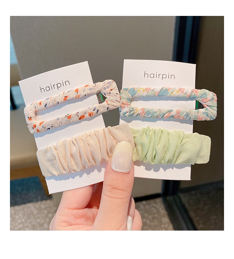 Set 2 kẹp tóc vải hoạ tiết vintage hàn quốc
