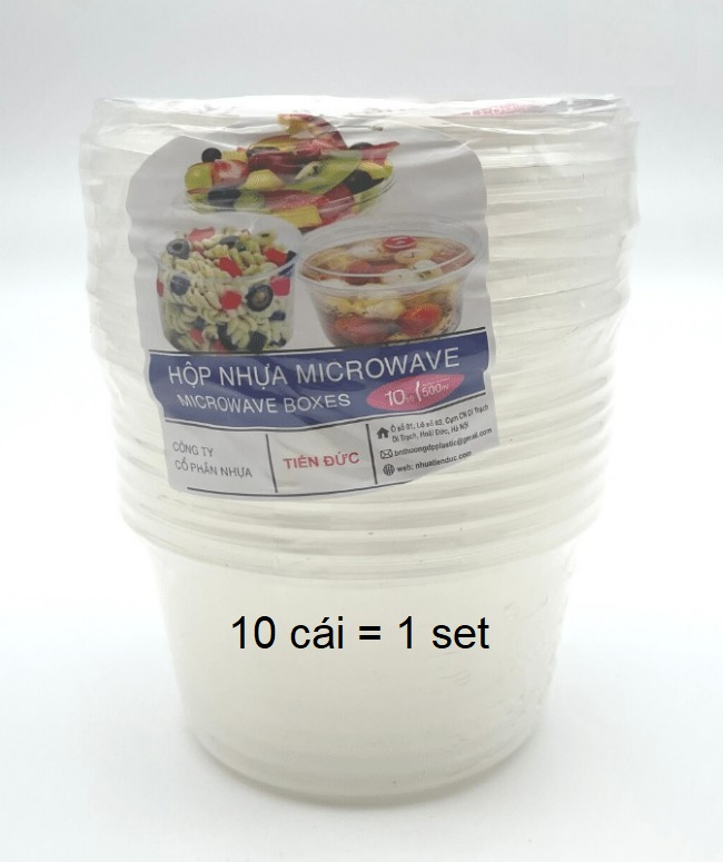 Hộp đựng thực phẩm, Hộp tròn có nắp 500ml, An toàn, tiện lợi