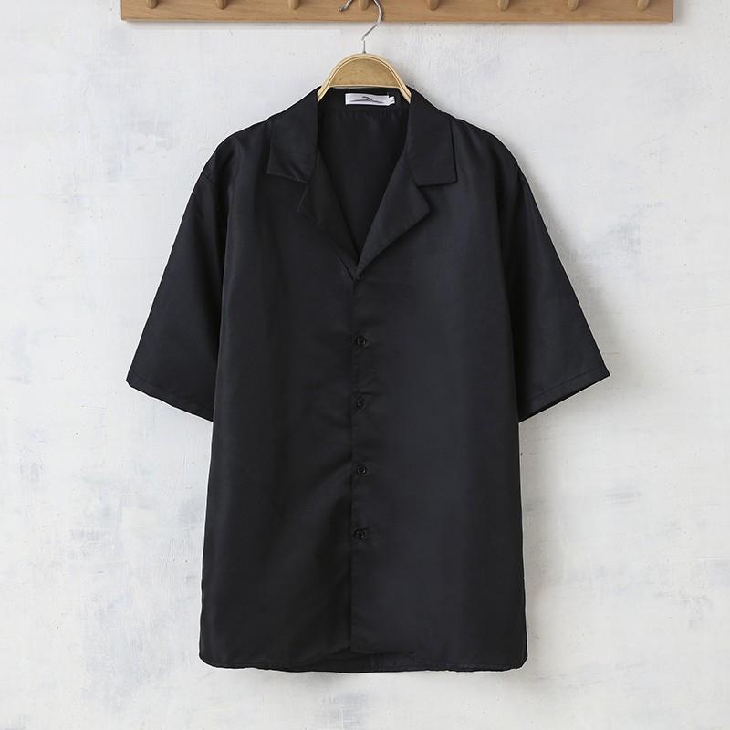 Áo Sơ Mi Nam Tay Ngắn Dáng Rộng Màu Trơn Thời Trang