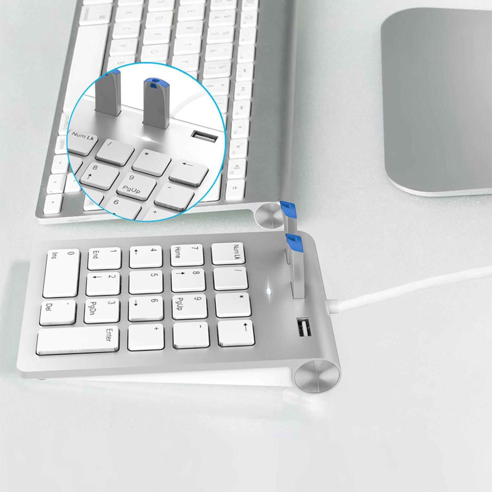 Numeric Keypad Wired Keyboard USB Portable 3 USB 2.0 Hubs Num Pad 18 Keys Digita Keyboard for Desktop Computer Notebook PC