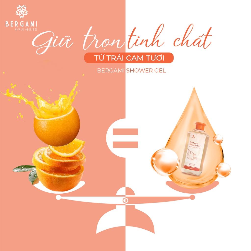 Sữa tắm nước hoa nữ Bergami - Lưu Hương 12h - Tinh Chất nước hoa Pháp nồng nàn - Vitamin C từ trái cam dưỡng trắng da