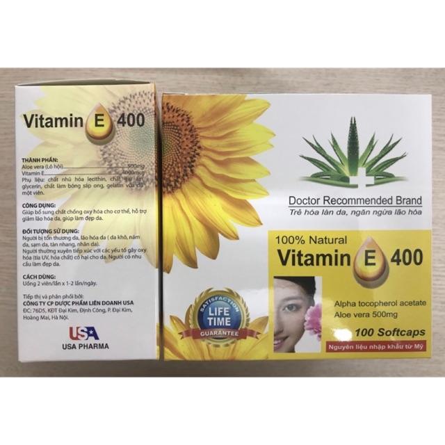 Vitamin E 400 Đẹp da, sáng da, chống lão hoá da hộp 100 viên