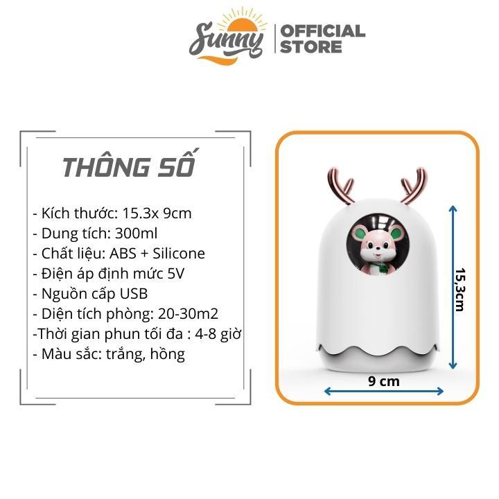 Máy xông tinh dầu, phun sương tạo ẩm hình thỏ dễ thương decor phòng ngủ dung tích 300ml MX7