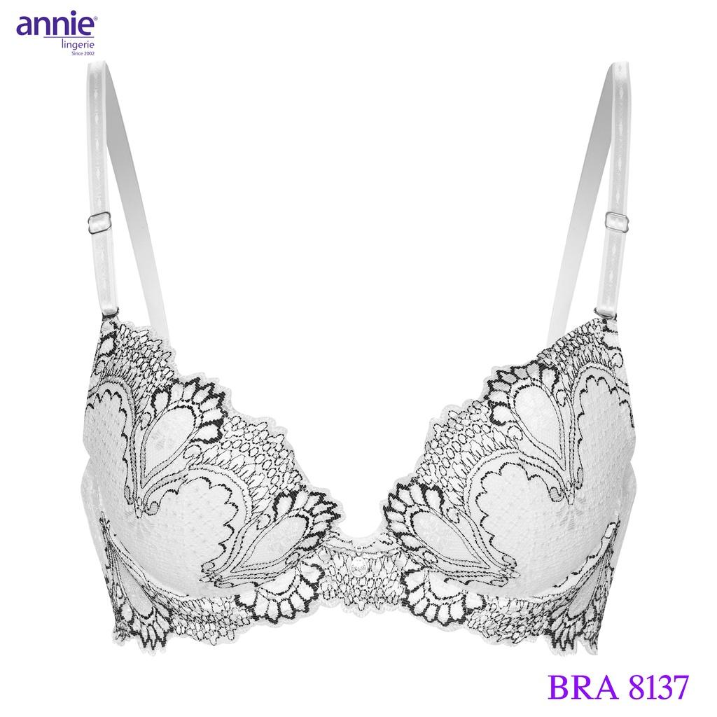 Hình ảnh Áo ngực ren cao cấp annie bra 8137 mút vừa nâng ngực, xẻ V tạo khe ngực gợi cảm, trẻ trung, thoáng mát, có quần đồng bộ