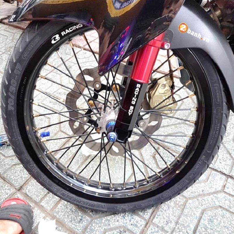 Bộ căm xe máy màu đen vàng cho honda yamaha suzuki 1 bộ 2 bánh xe trước và sau