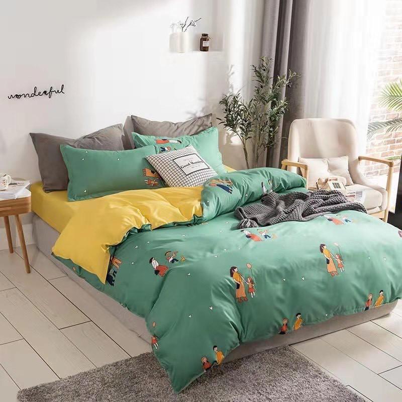 Chăn Ga Gối Đệm -Sét Chăn Ga Gối Đời Sống Xanh PolyCotton Punpu3051