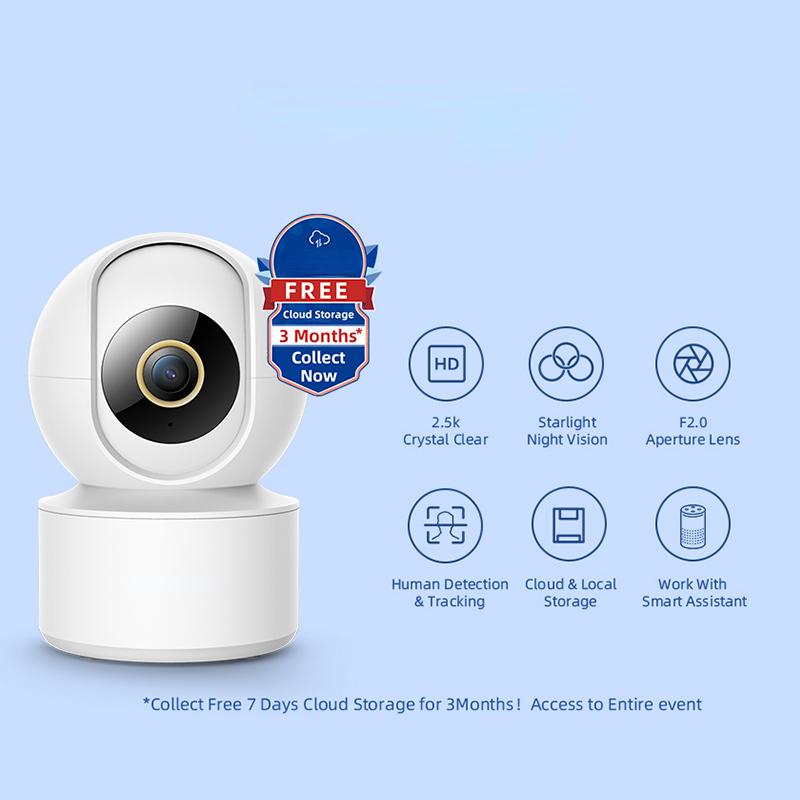 Camera Giám Sát C21Vedio WiFi Bảo Vệ An Ninh Ngôi Nhà Thông Minh 4MP Full-HD IP Trong Nhà Xoay 360° Camera quan sát PTZ Web Camera Màu sắc: Chỉ Camera