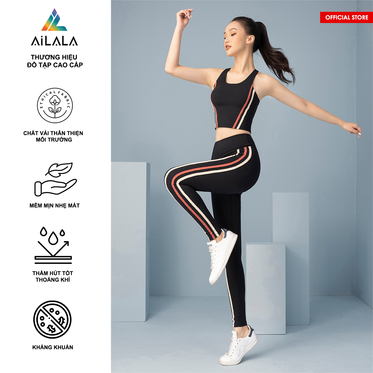 Bộ quần áo thể thao nữ AiLALA LUX01, Đồ tập Yoga Gym Pilates, chất vải Hi-tech cao cấp