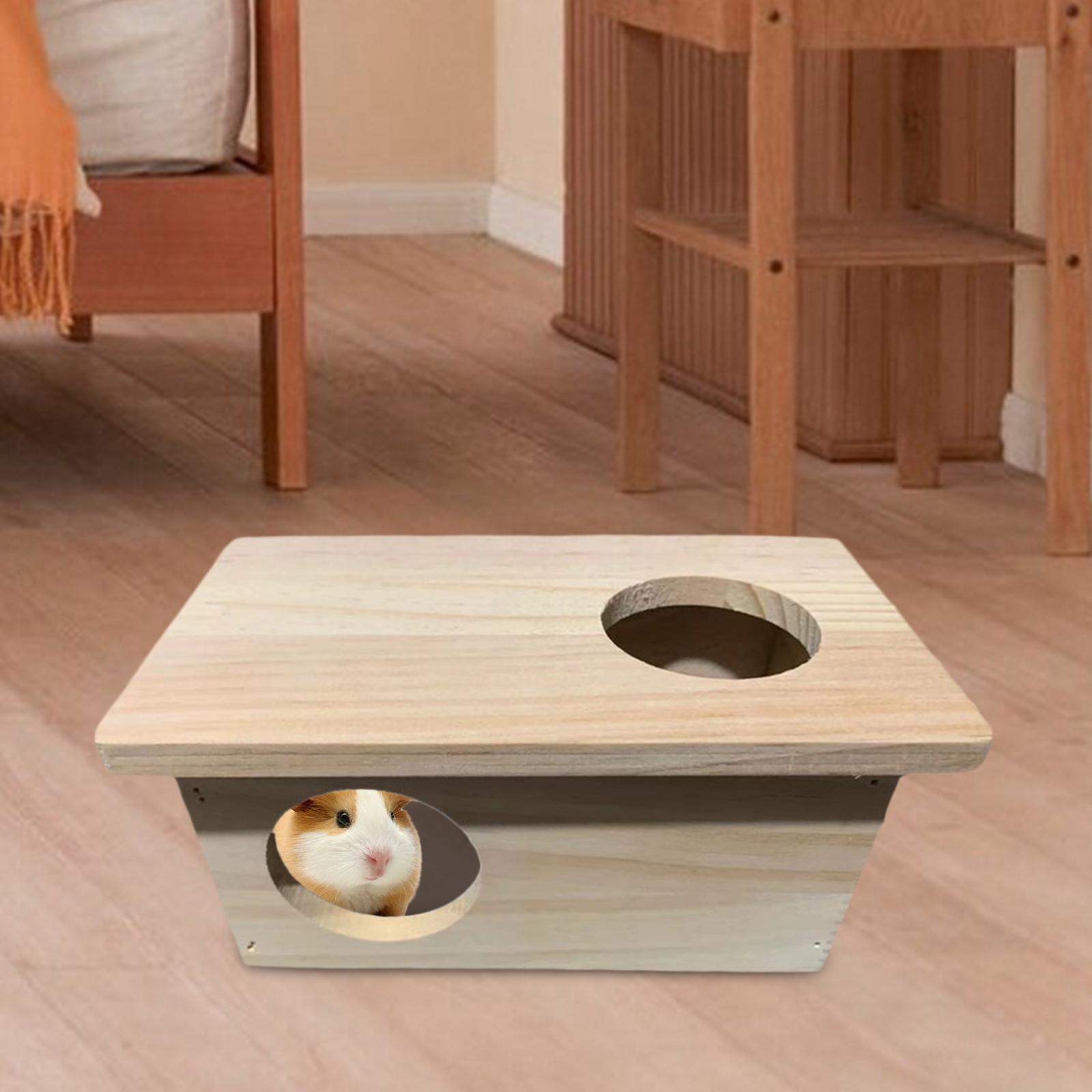 Hamster Wooden House Cage Accessories Hideout Nesting Habitat for Gerbils Guinea Pig