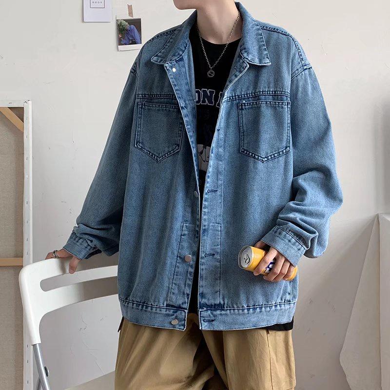 Áo khoác jean dáng rộng thời trang xuân thu mới phong cách Hàn Quốc 2021 size m-3xl cho nam và nữ