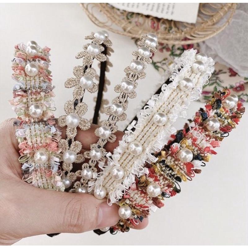 Băng Đô Cài Tóc Thêu Ren Hoa Phong Cách Nhật Hàn Dễ Thương Thời Trang Cho Nữ