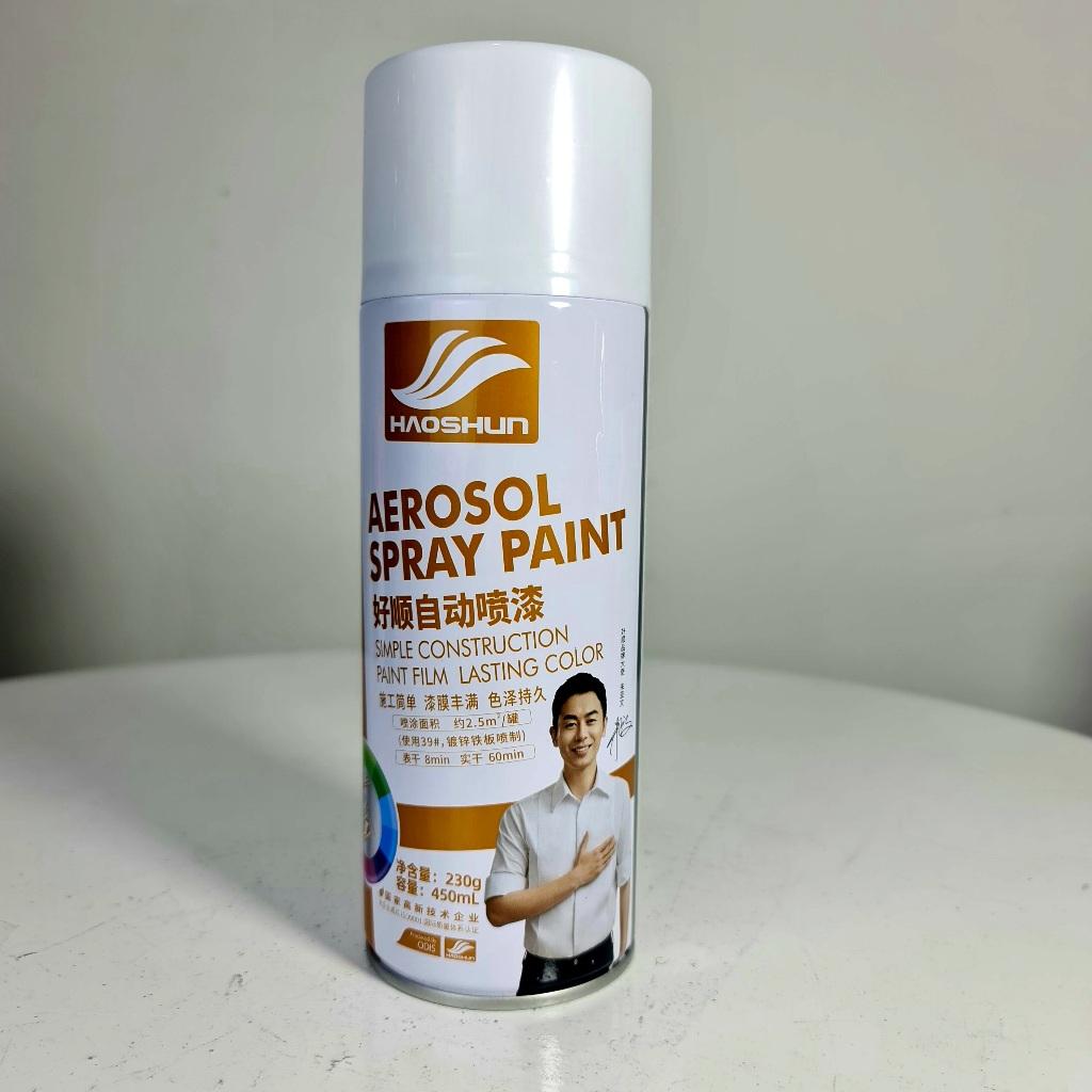 Bình Sơn Phun Theo Màu Xe Haoshun 400ML Sơn Xịt Nhanh Khô, Sơn Xe Ô Tô Haoshun màu đen, chrome bạc, phủ bóng Tiện Lợi