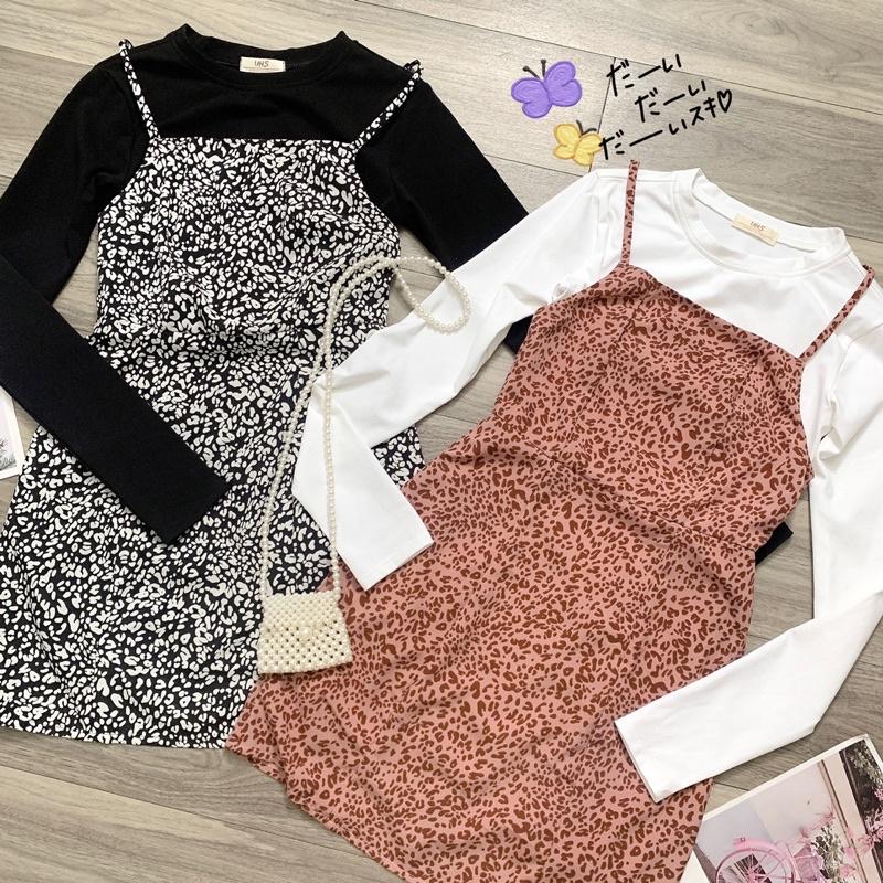 Set áo thun - váy yếm beo