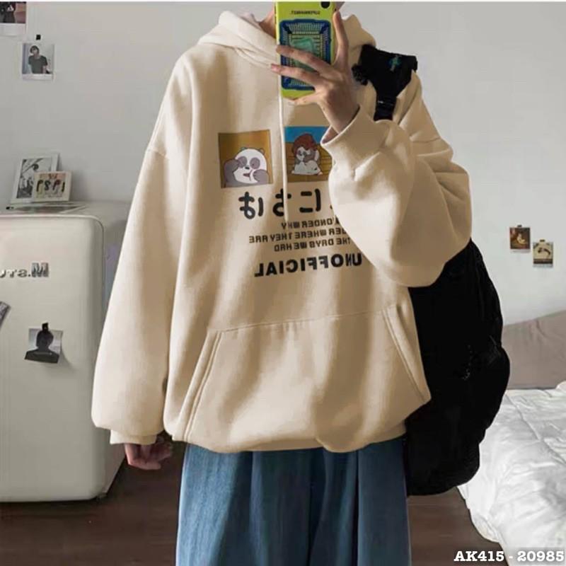 Áo Khoác Hoodie Nam Nữ Nỉ Bông Dày TAY PHỒNG Form Rộng Unisex Áo Hoodie Nam Nữ Cặp Sweater Nỉ 3 HÌNH 3 CHÚ GẤU SIÊU CUTE