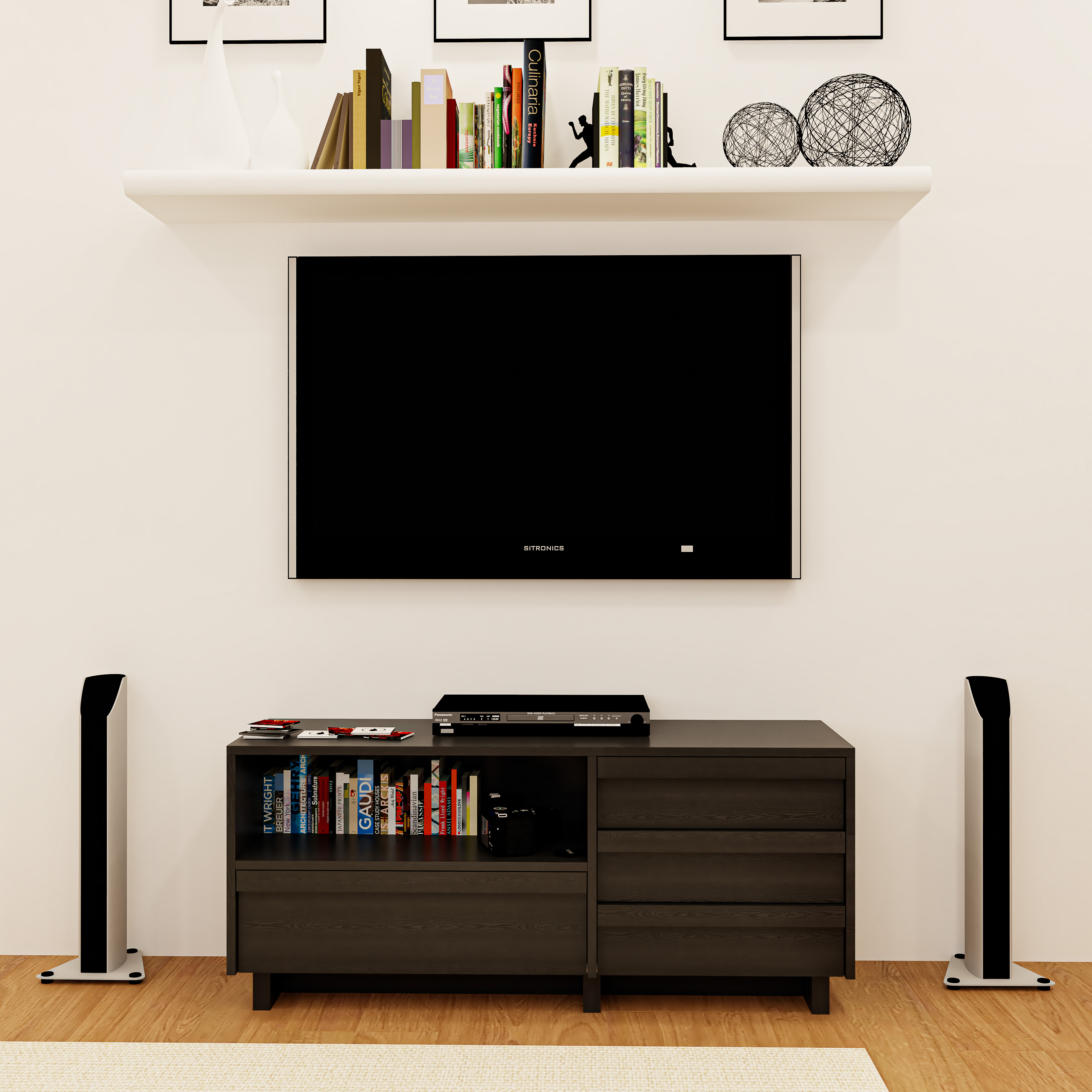 [Happy Home Furniture] MAVIS, Kệ TV 4 hộc kéo, 120cm x 40cm x 52cm ( DxRxC), KTV_041