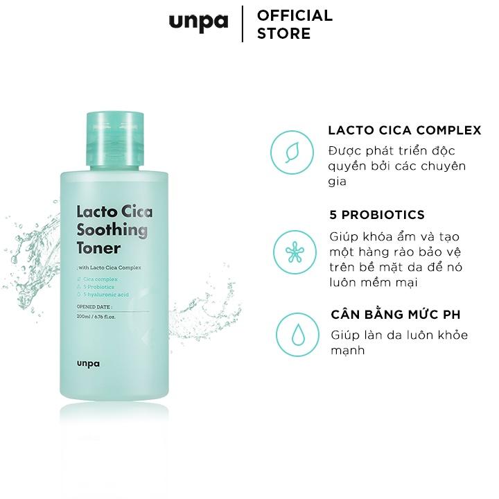 Nước Hoa Hồng Cải Thiện Da Mụn Và Làm Dịu Da Unpa Lacto Cica Soothing Toner 200ml