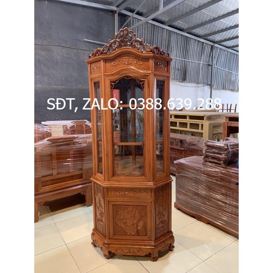 Tủ góc trang trí gỗ hương cao cấp