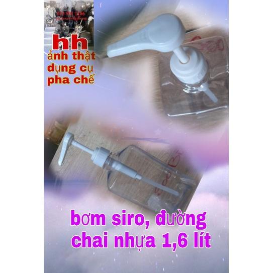 bình bơm đựng siro, đường nước chai nhựa 1,6 lít,chuyên dụng cụ pha chế trà sữa bar tender