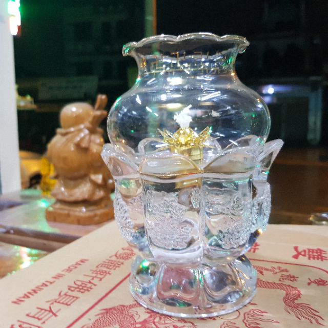 Đèn thờ đốt dầu lưu ly cát tường cao 17 cm