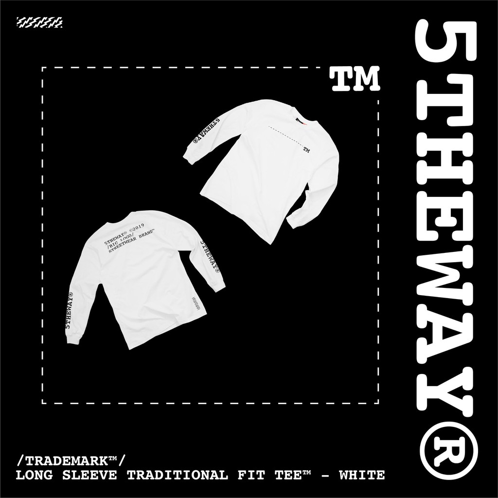 5THEWAY /trademark/ Traditional Fit Long Sleeve Tee in WHITE aka Áo Thun Trắng Tay Dài