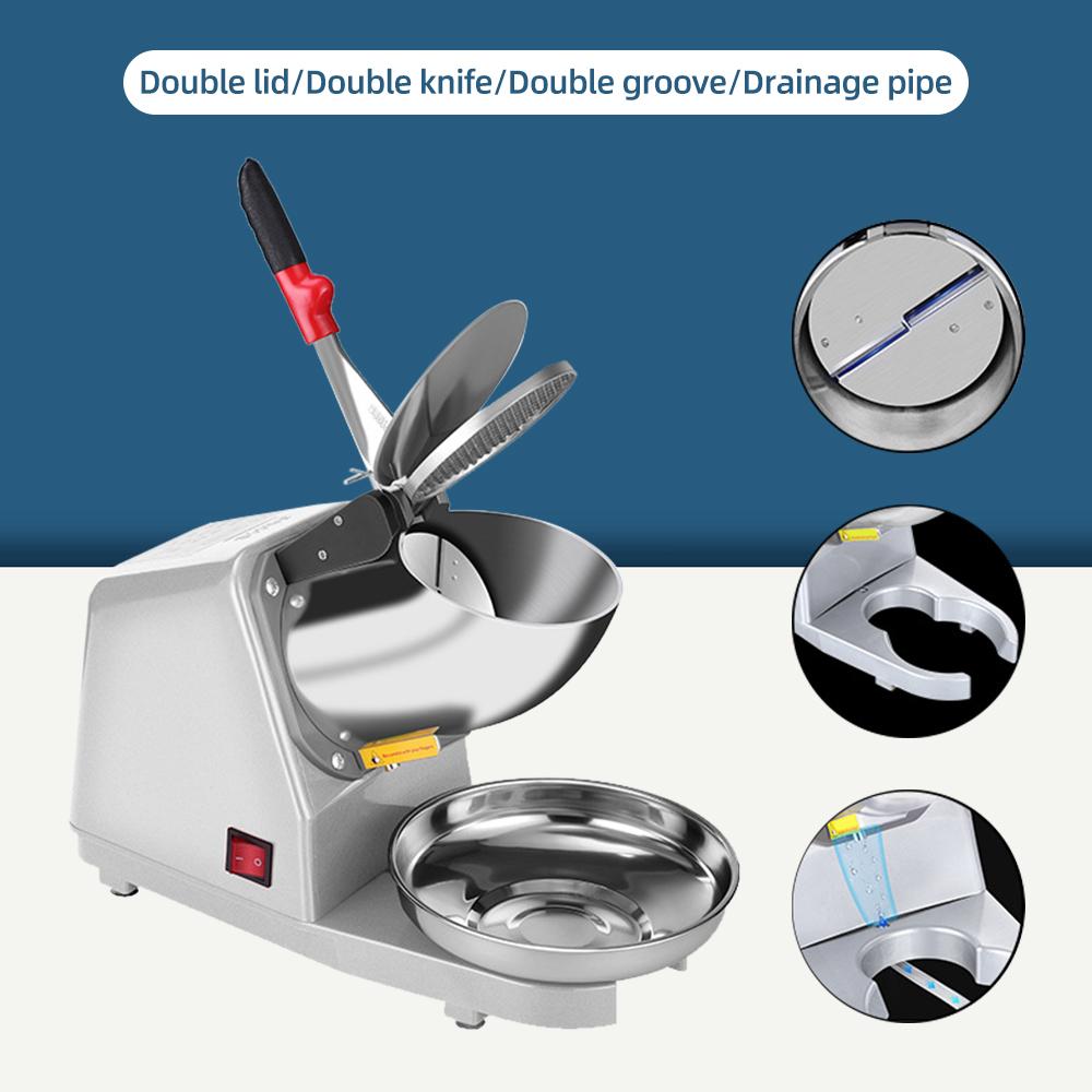 300W High Power Stainless Steel Ice Maker Snowflake Ice Shaving Machine Household Commercial Milk Tea Cold Drink Shop