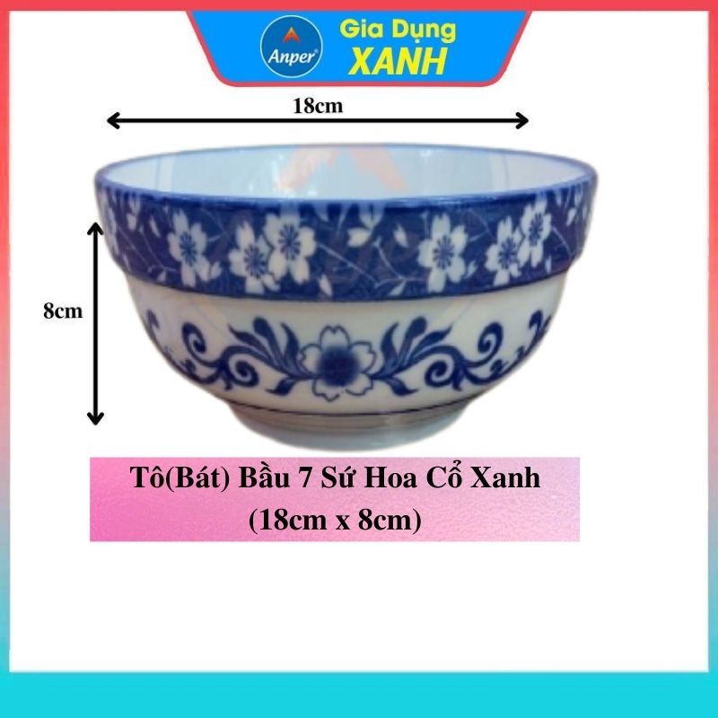 Bộ 2 bát sứ 3 tô sứ bầu dày Size 20cm  18cm   15cm  ANPER cao cấp phong cách nhật hàn  tô sứ lớn tô ăn phở tô sứ lớn tô ăn cơm bát lớn bát phở bát sứ