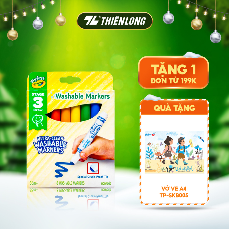 Bộ 8 màu bút lông có thể rửa được My First Crayola 8ct Washable Markers