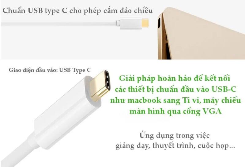 Ugreen UG4027440274TK 15CM màu Trắng Bộ chuyển đổi TYPE C sang VGA vỏ bọc nhựa ABS - HÀNG CHÍNH HÃNG