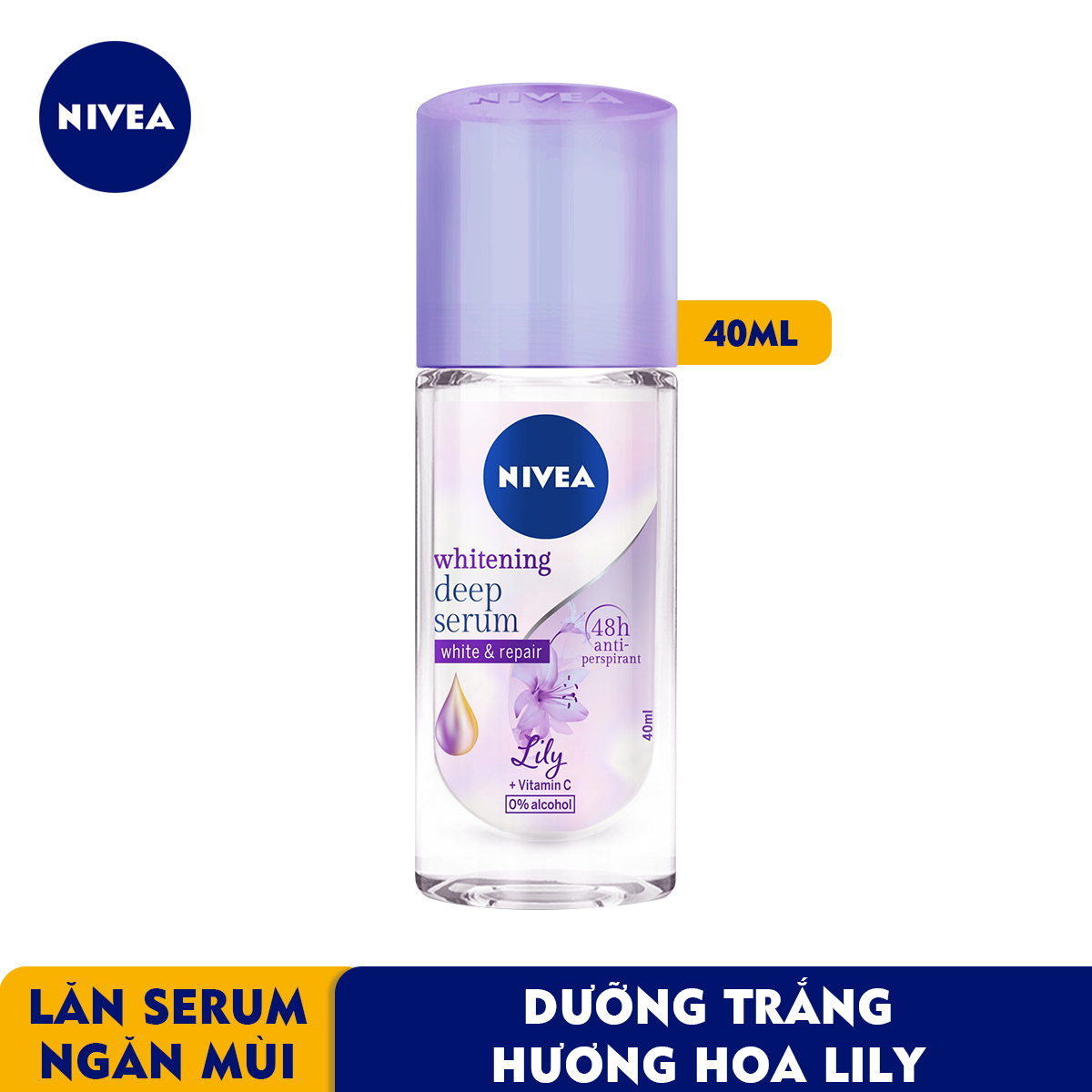 Lăn Ngăn Mùi Nivea Serum Trắng Mịn Hương Hoa Lily (40ml) 85310