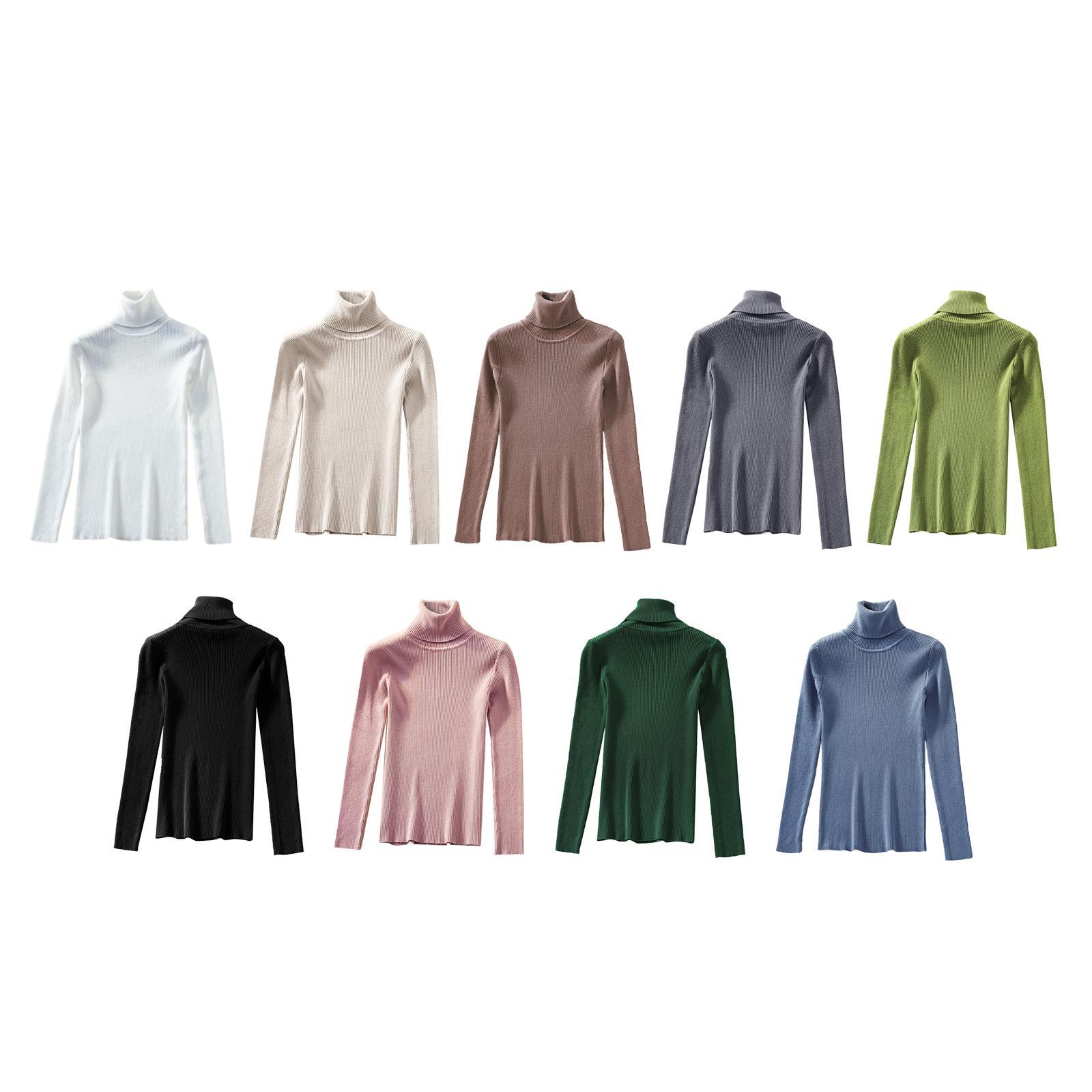 Lady Turtleneck Knit Sweater Long Sleeves  Slim Sweater for Women