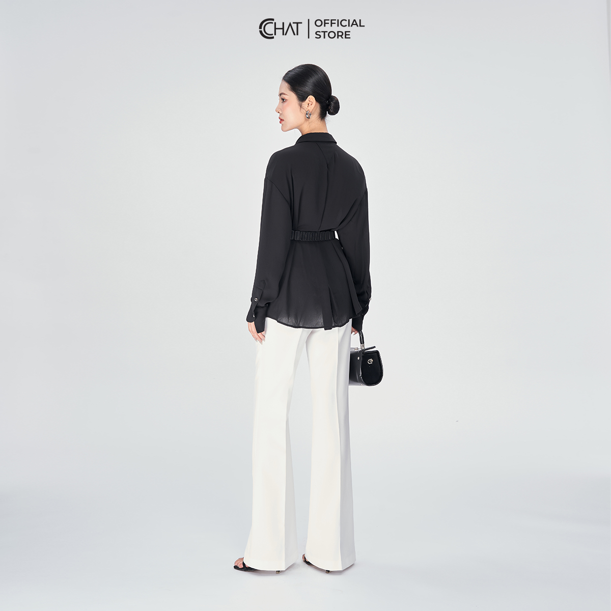 Áo Sơ Mi Nữ Kiểu Nẹp Đôi Dáng Suông Chất Chiffon Cao Cấp 53FDE2021ST