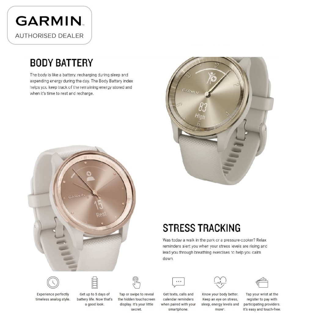 Đồng hồ thông minh Garmin Vivomove Trend - Hàng chính hãng