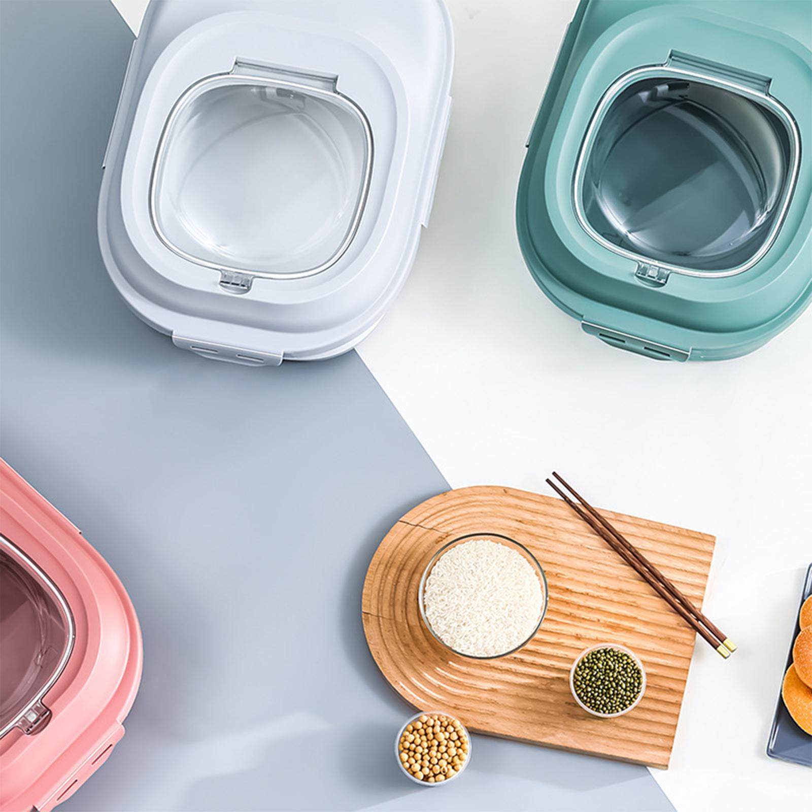 Foldable Rice Storage Container Rice Dispenser with Wheels for Grain Flour